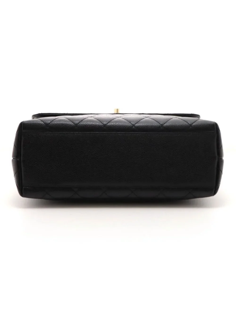 Chanel Quilted Handle Handbag Caviar Leather Black